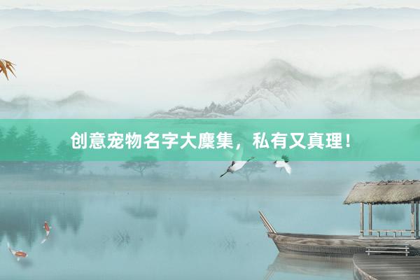创意宠物名字大麇集,私有又真理!